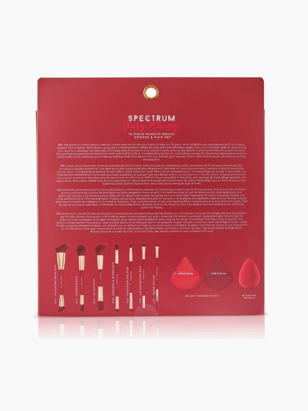 Very Cherry 10-Piece Red Makeup Brush & Sponge Set - Picture 2 of 6